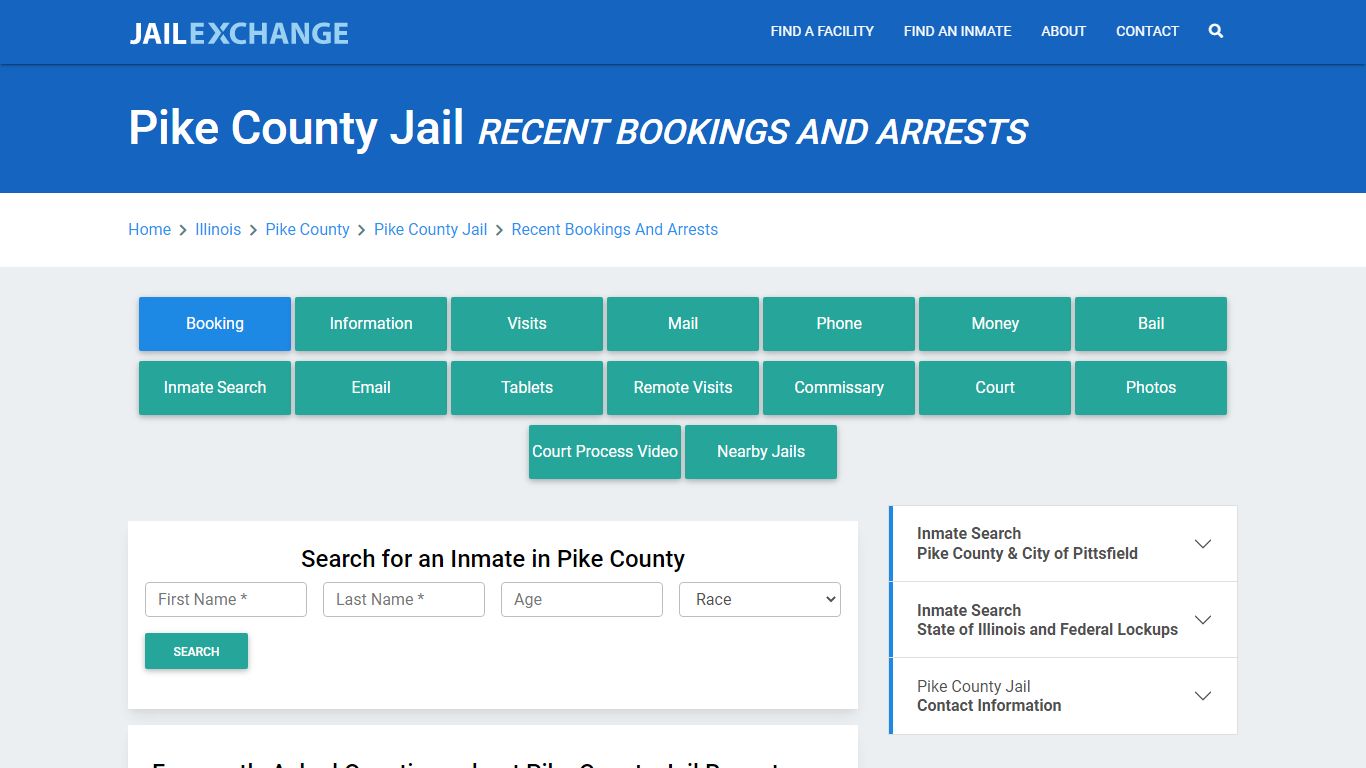 Pike County Jail IL Recent Arrests and Bookings - Jail Exchange