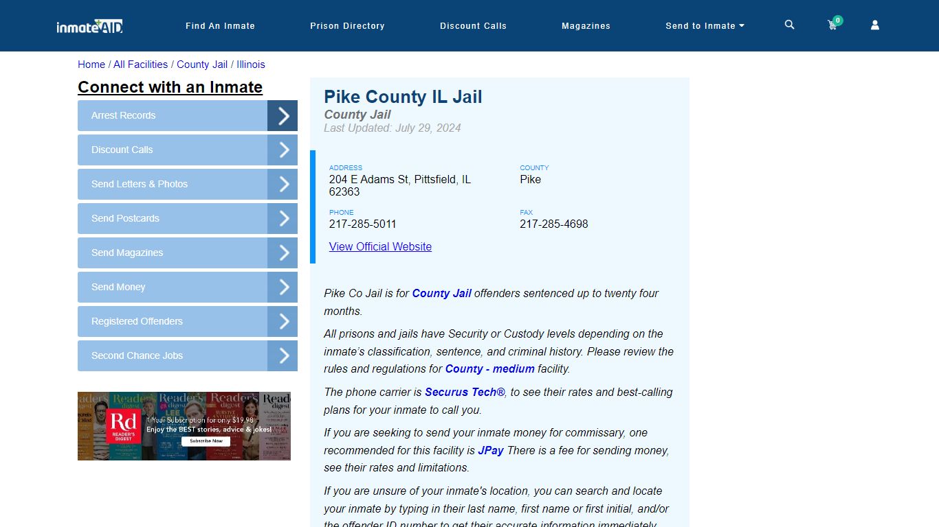 Pike County IL Jail - Inmate Locator